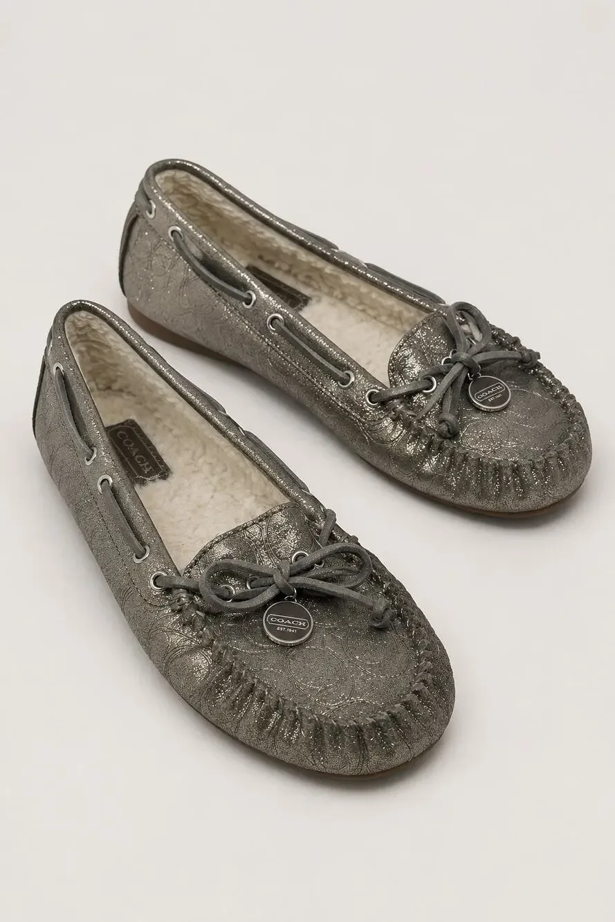 Coach Antonia Metallic Signature Leather Moccasins – Women's US 11 / EU 43